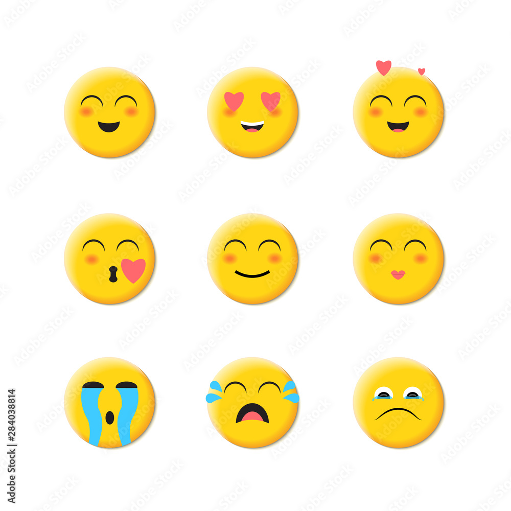 Emoji Flat Icon. Face Emoticon vector illustration isolated on white background