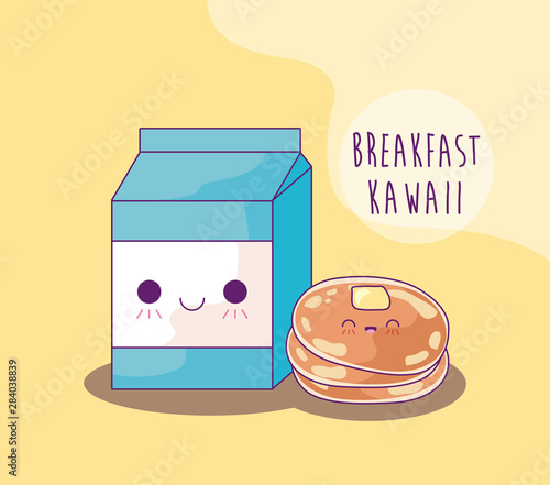box milk with pancake for breakfast kawaii style