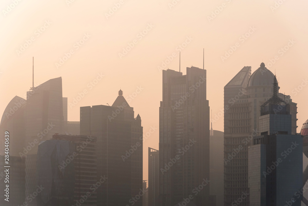 Foggy day in Shanghai Bund At sunrise