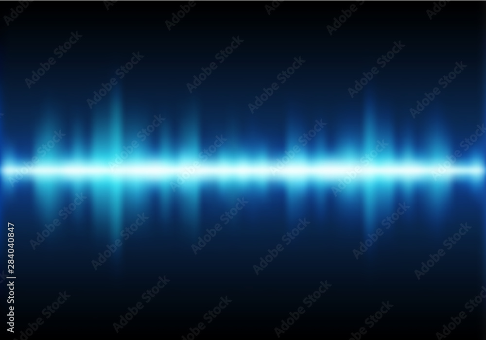 Fototapeta premium Sound wave vector background. Blue digital equalizer 