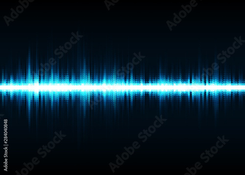 Sound wave vector background. Blue digital equalizer 