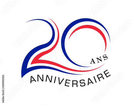 Free Download 20th anniversary years with the element wave curved french flag vector - GFXLoad