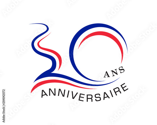 30th anniversary years with the element wave curved french flag vector