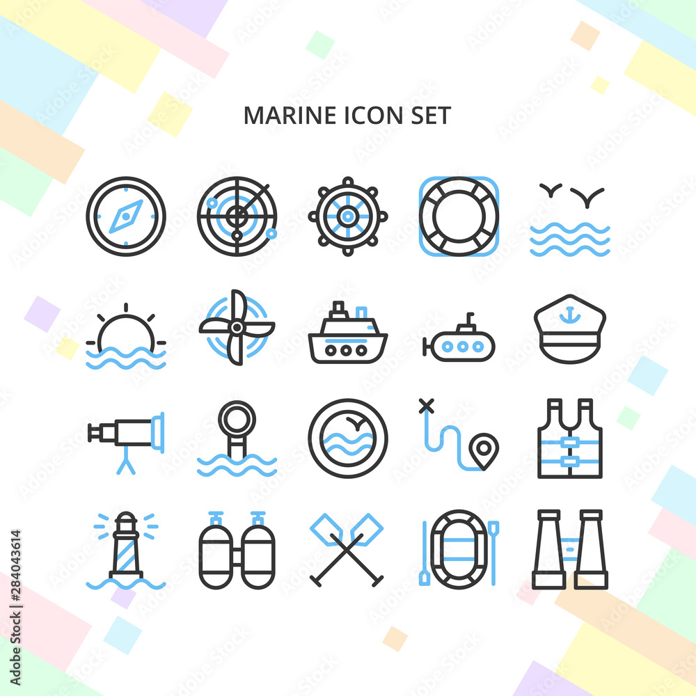 Marine icon set in line style Marine icon set in line style