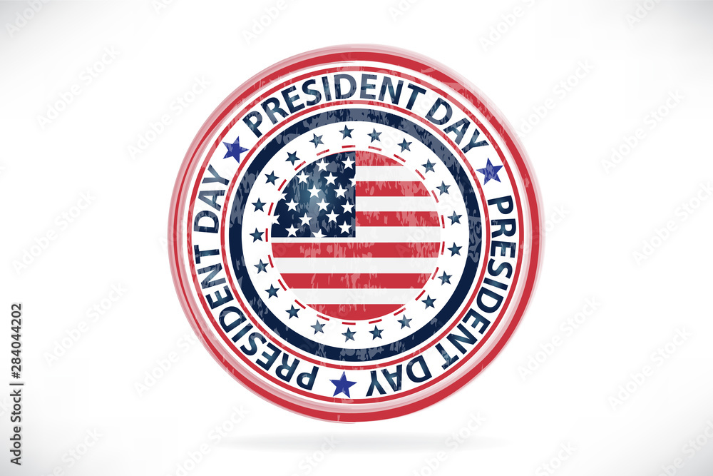 President Day seal stamp USA flag vector