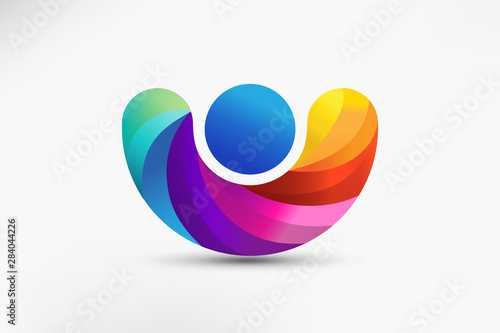 Rainbow figure diversity people logo vector