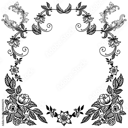 Wreath frame black and white colors in retro style. Vector
