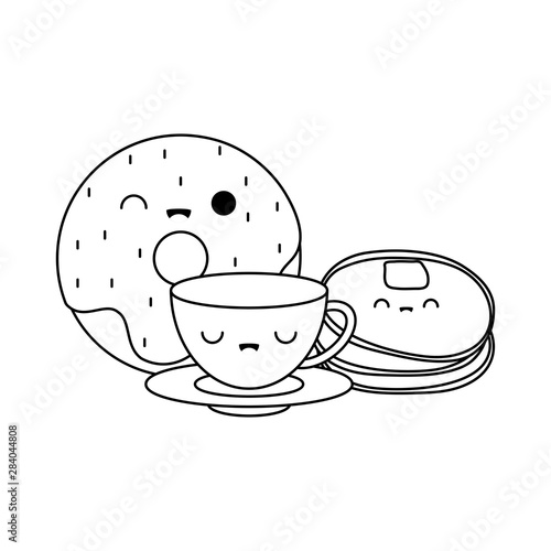 cup ceramic with set food kawaii style