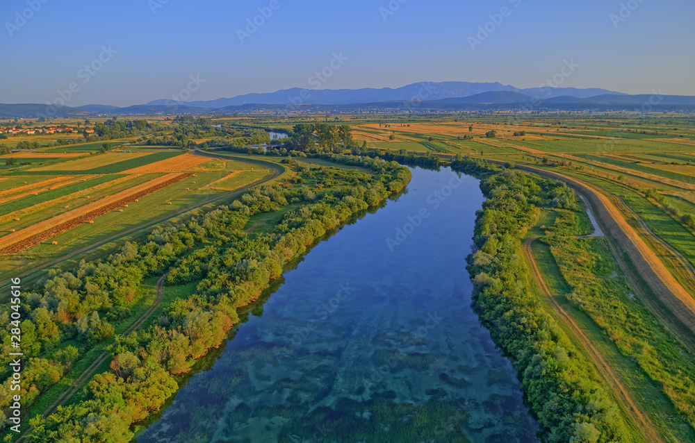 Aerial view of the river Cetina, Croatia