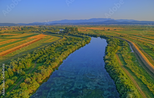 Aerial view of the river Cetina, Croatia