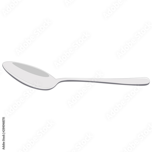 Vector realistic 3d kitchen tool stainless spoon silver glossy
