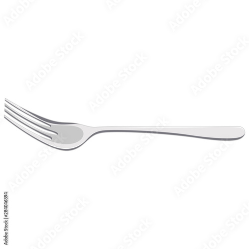 Vector realistic 3d kitchen tool stainless fork glossy silver
