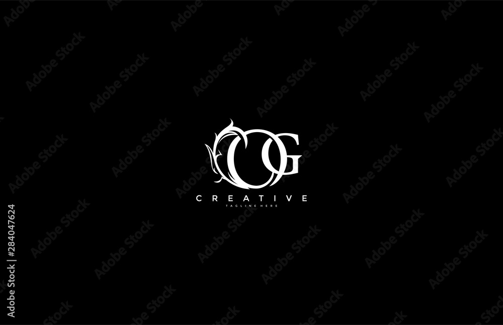 Initial Letter OG Linked Monogram Floral Modern Gothic Logotype Initial Letter OG Linked Monogram Floral Modern Gothic Logotype