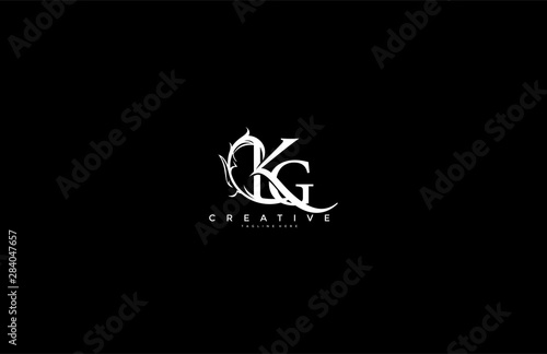 Initial Letter KG Linked Monogram Floral Modern Gothic Logotype photo