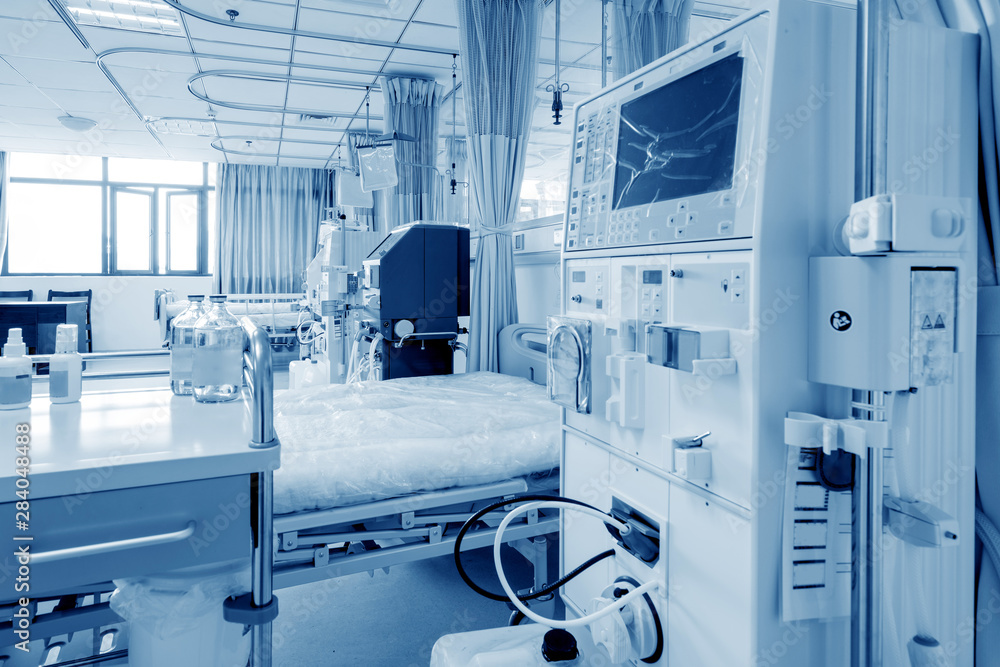 Ταπετσαρία Hemodialysis machine in an hospital ward.