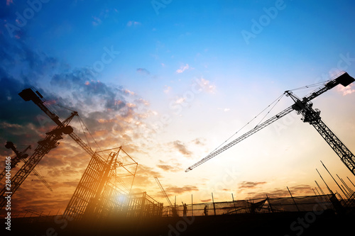 Billede på lærred Dusk building site