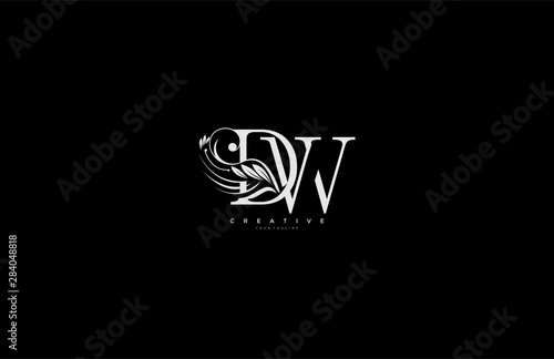 Initial Letter DW Linked Beauty Flourishes Monogram White Background
