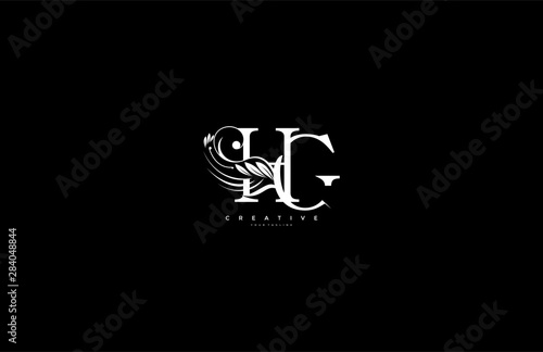 Initial Letter HG Linked Beauty Flourishes Monogram White Background