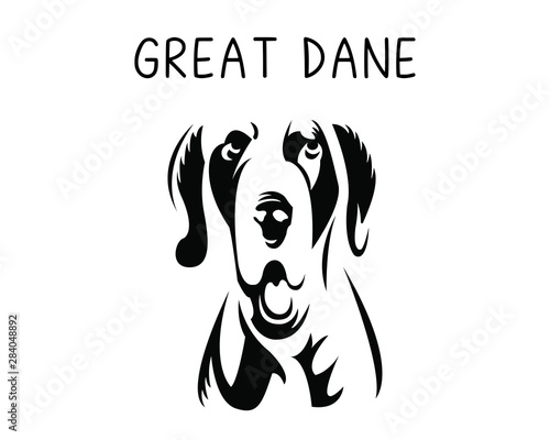 Great Dane vector illustration in black and white