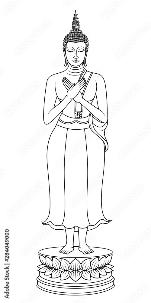 Contemplating Buddha (Pang Ram Pueng) The Friday Buddha image is standing with both arms crossed Contemplating Buddha (Pang Ram Pueng) The Friday Buddha image is standing with both arms crossed