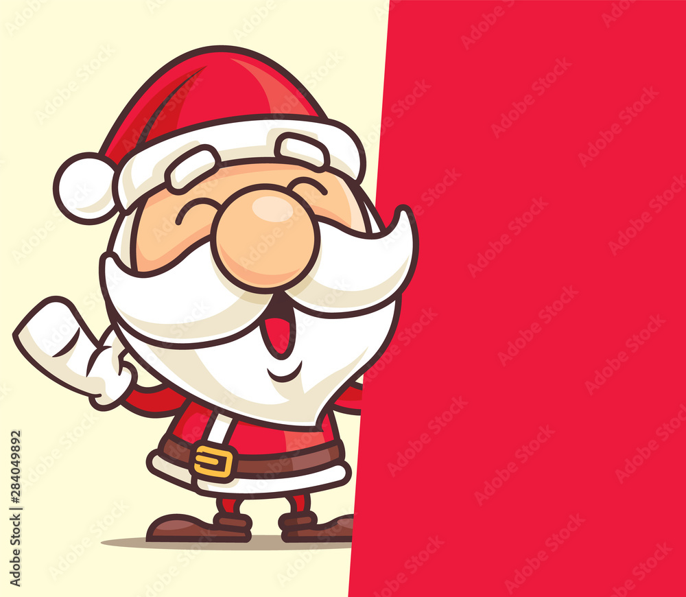 Merry Christmas Santa Claus with big red signboard - vector character Merry Christmas Santa Claus with big red signboard - vector character
