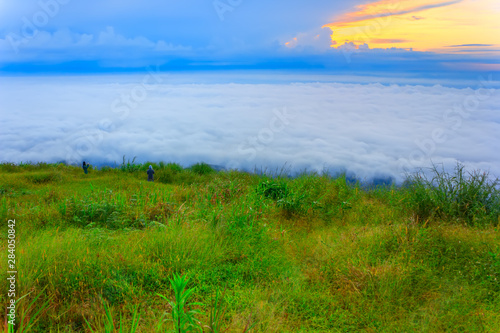 Beautiful Sunrise and mist at Phu Tubberk  Phetchabun Province  Thailand.