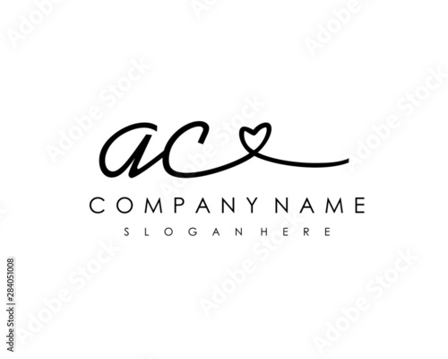 AC Initial handwriting logo vector