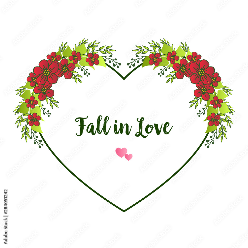 Various elegant style leaf flower frame, for design beautiful card fall in love. Vector