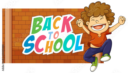 Back to school template with boy