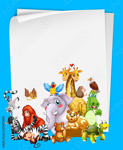 Border template design with cute animals