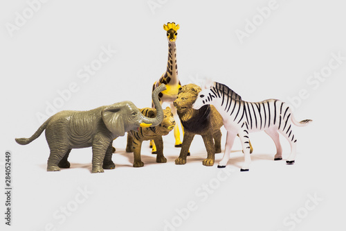Animals toys for babies isolated on white background
