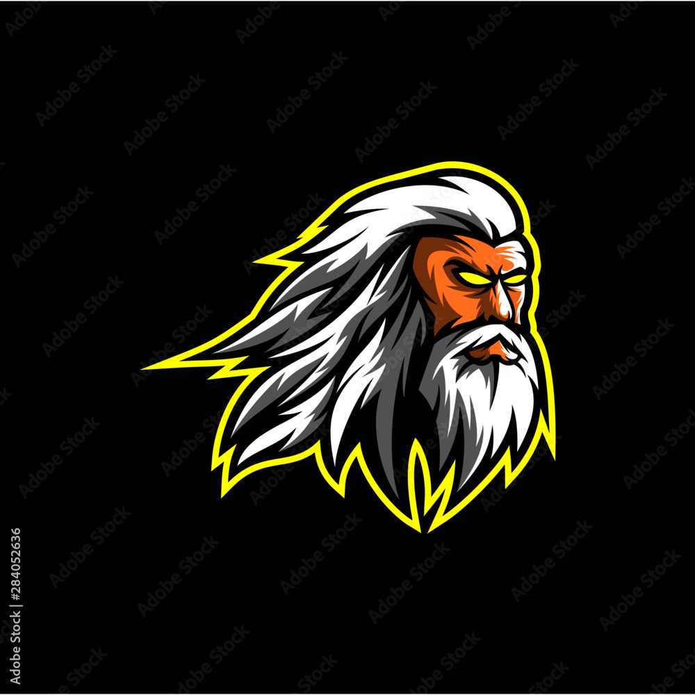 Fototapeta premium Oldman with beard vector, oldman head vector