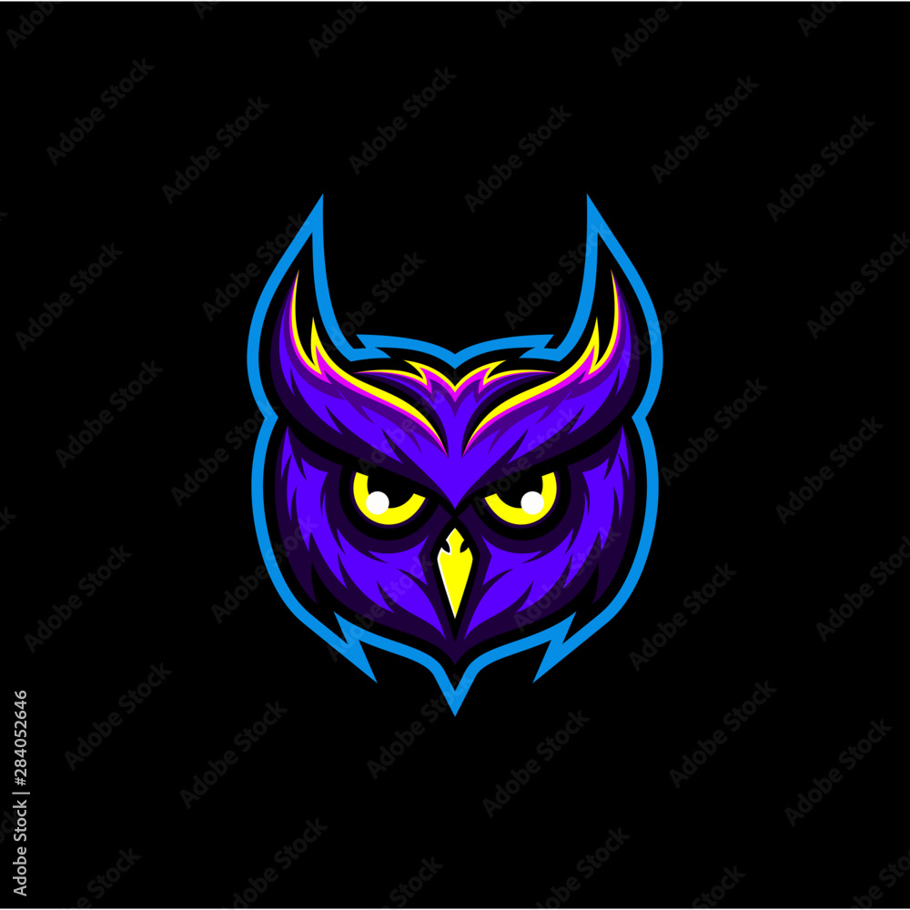 Owl head vector, owl gaming logo