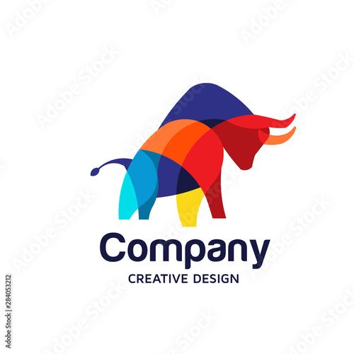 creative Colorful Bull Logo Symbol Vector Design Illustration