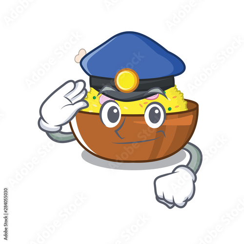 Police biryani chicken above the cartoon plate