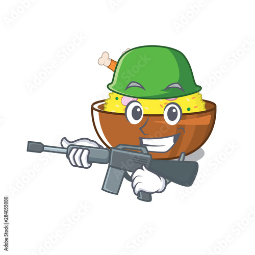 Army biryani chicken above the cartoon plate