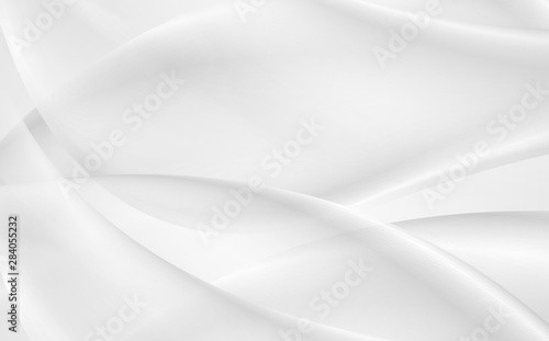 Abstract grey liquid flowing elegant waves graphic design. Smooth white silk wavy background. Vector illustration