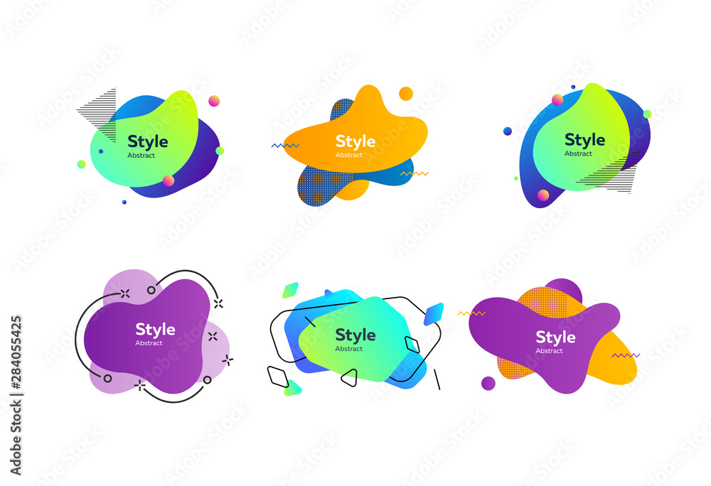 Gradient abstract banners with text sample. Dynamical colored forms. Gradient banners with flowing liquid shapes. Template for design of banner, blog or presentation. Vector illustration Gradient abstract banners with text sample. Dynamical colored forms. Gradient banners with flowing liquid shapes. Template for design of banner, blog or presentation. Vector illustration