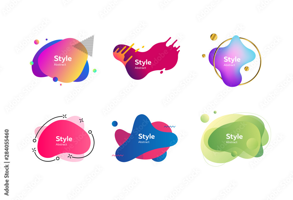 Modern creative banners set. Colorful dynamic shapes with sample text. Trendy minimal templates for presentations, banners, flyers and web pages. Vector illustration Modern creative banners set. Colorful dynamic shapes with sample text. Trendy minimal templates for presentations, banners, flyers and web pages. Vector illustration
