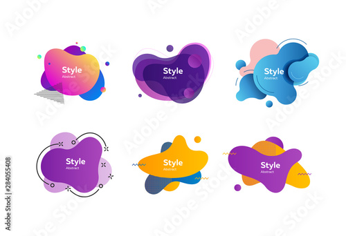 Fluid gradient shapes. Dynamical colored forms. Gradient banners with flowing liquid shapes. Template for design of logo, poster or presentation. Vector illustration