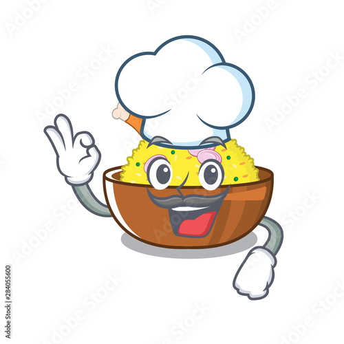 Chef chicken biryani cooked in character skillet
