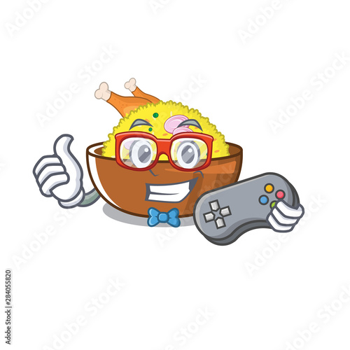 Gamer chicken biryani isolated in the mascot