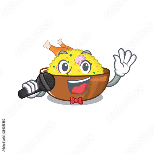 Singing chicken biryani isolated in the mascot