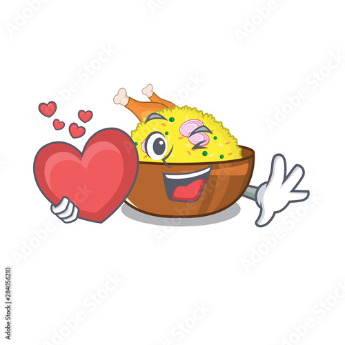 With heart chicken biryani isolated in the mascot