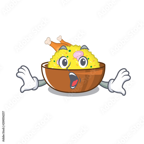 Surprised chicken biryani isolated in the mascot
