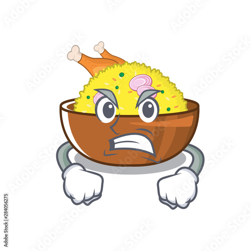 Angry chicken biryani isolated in the mascot