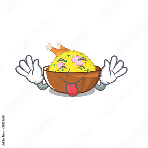 Tongue out chicken biryani with in cartoon shape