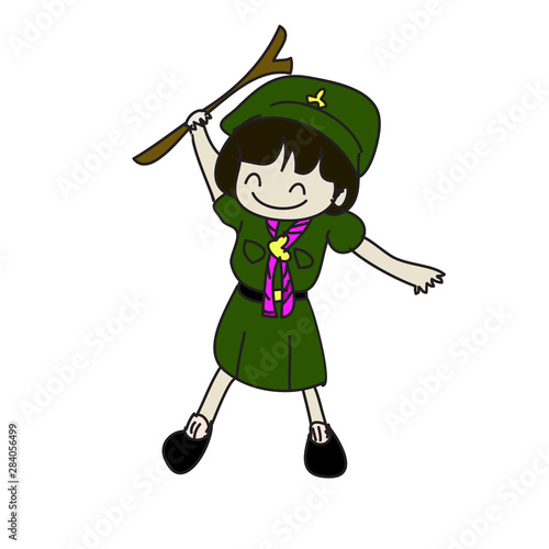little girl scout in witch costume