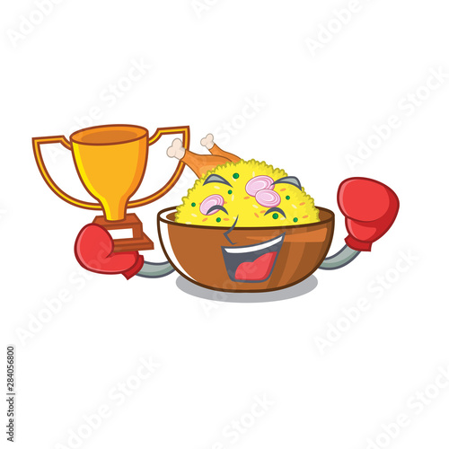 Boxing winner chicken biryani with in cartoon shape