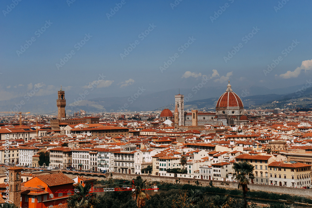 Obraz premium Panoramic view from Piazza Michelangelo in Florence | FLORENCE, ITALY - 14 SEPTEMBER 2018.